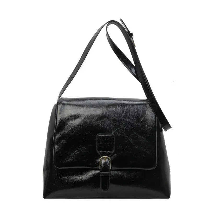 binfenxie Casual Solid Interior Zipper Pocket Crossbody Bags Flap Pocket Soft New Bags for Women Interior Compartment  Pu Women's Handbags