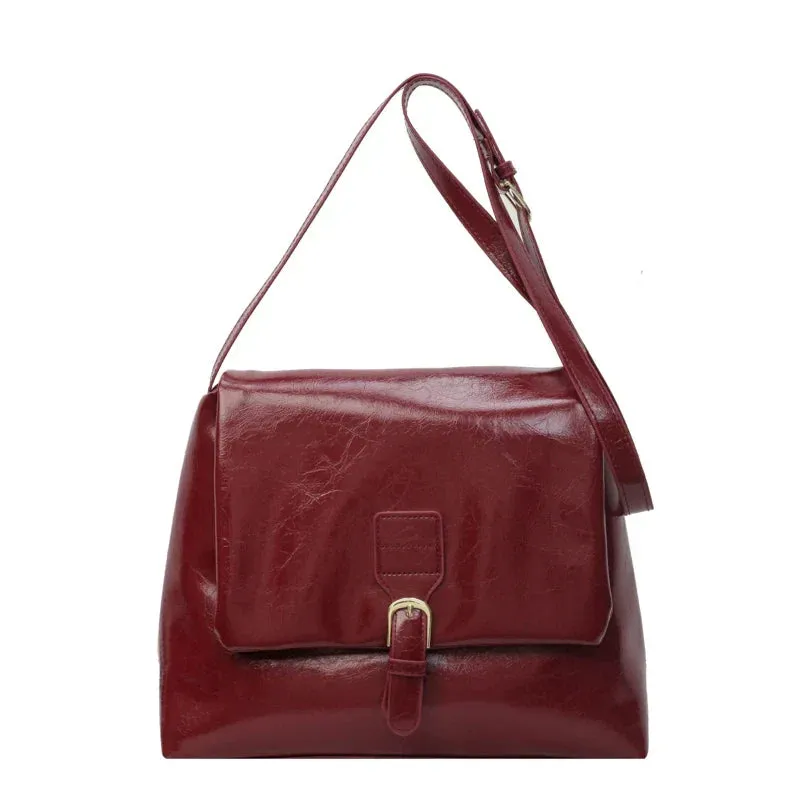 binfenxie Casual Solid Interior Zipper Pocket Crossbody Bags Flap Pocket Soft New Bags for Women Interior Compartment  Pu Women's Handbags