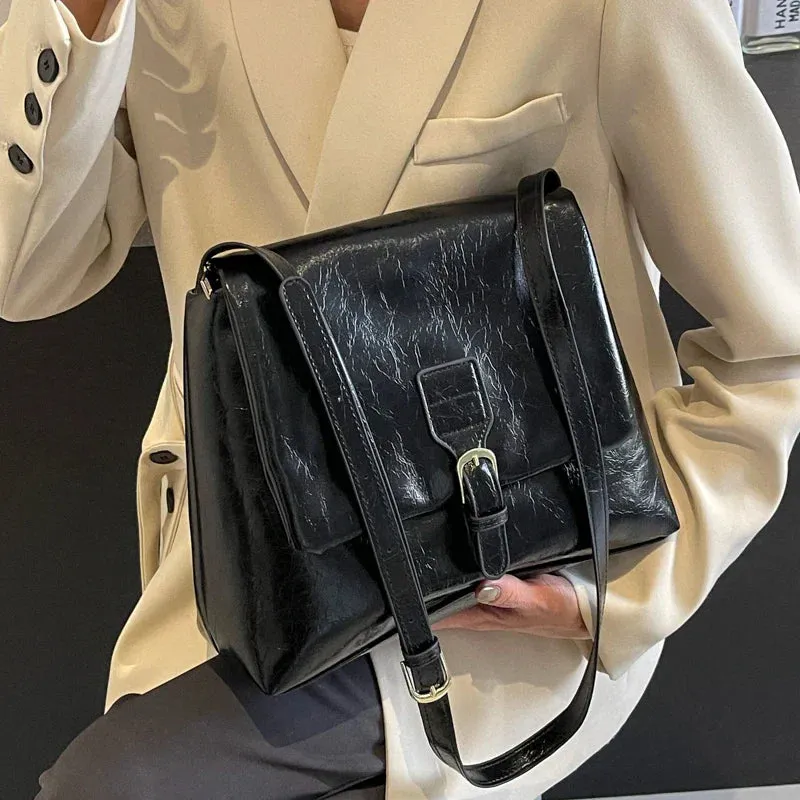 binfenxie Casual Solid Interior Zipper Pocket Crossbody Bags Flap Pocket Soft New Bags for Women Interior Compartment  Pu Women's Handbags