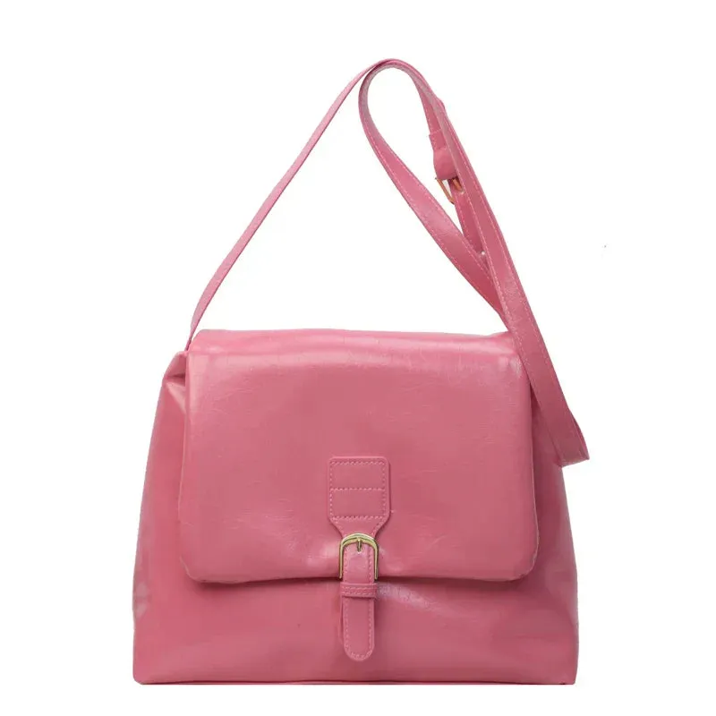 binfenxie Casual Solid Interior Zipper Pocket Crossbody Bags Flap Pocket Soft New Bags for Women Interior Compartment  Pu Women's Handbags