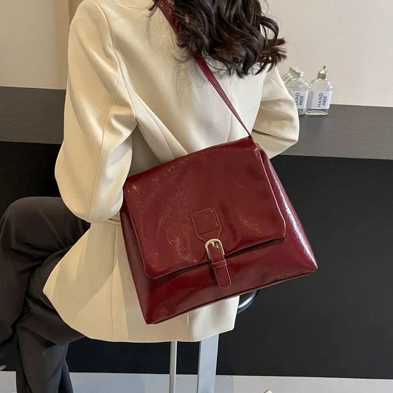 binfenxie Casual Solid Interior Zipper Pocket Crossbody Bags Flap Pocket Soft New Bags for Women Interior Compartment  Pu Women's Handbags