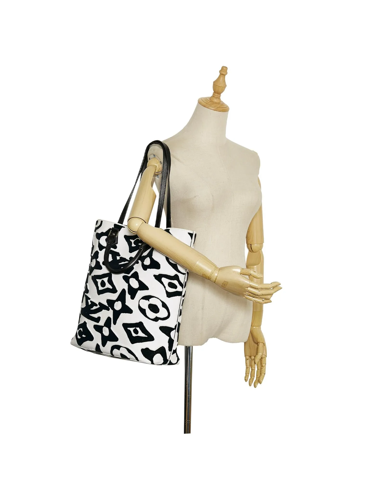 Canvas Body Tufted Monogram Cabas Bag