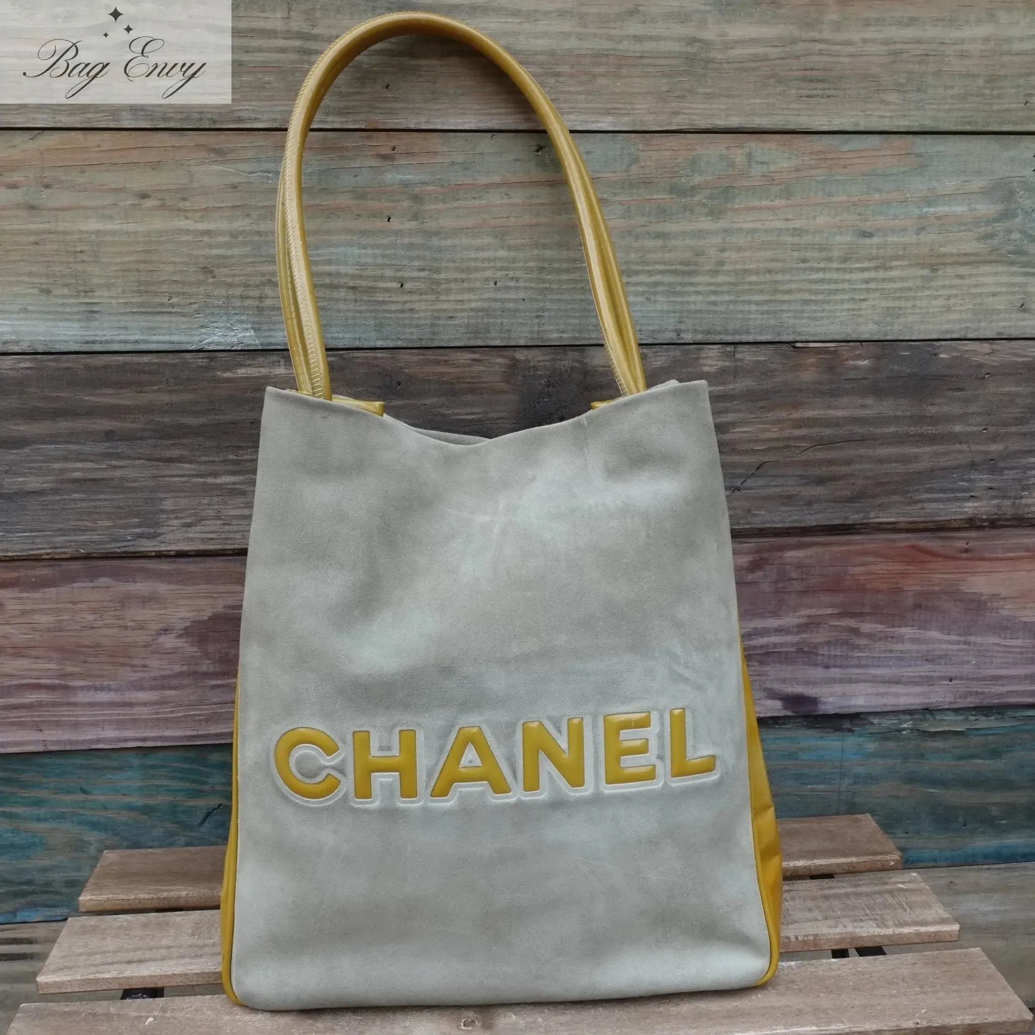 CHANEL Suede and Patent Leather Camellia Tote