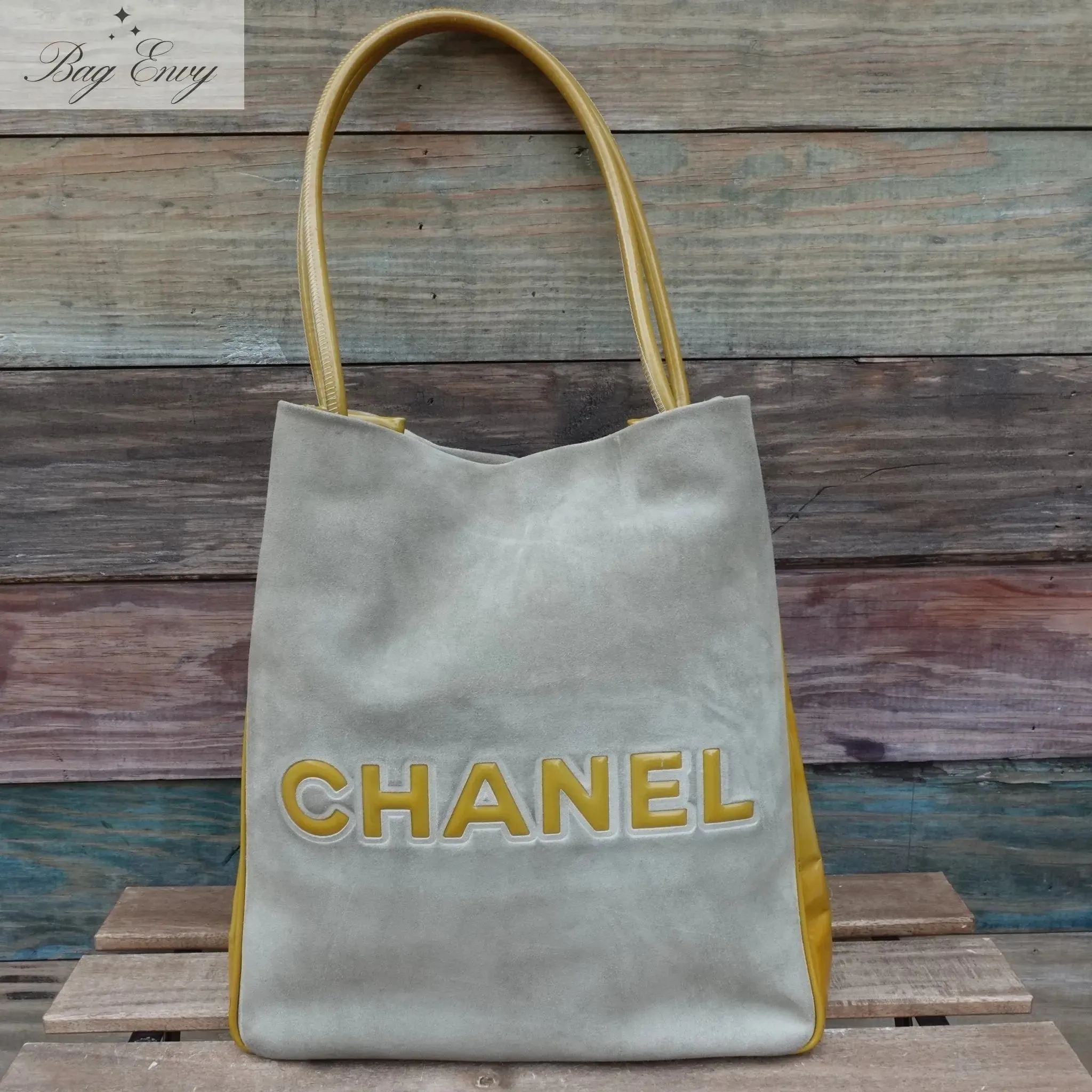 CHANEL Suede and Patent Leather Camellia Tote
