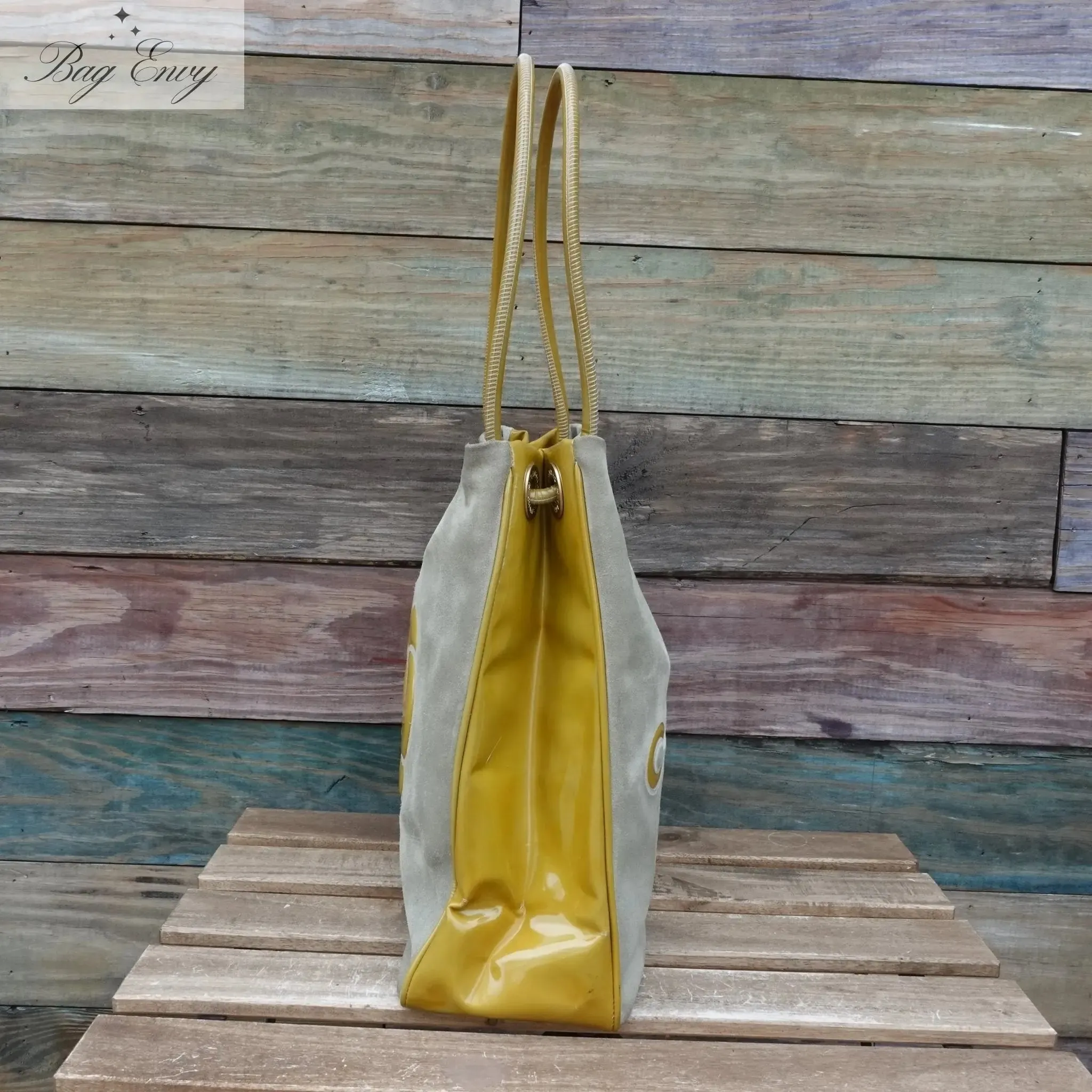 CHANEL Suede and Patent Leather Camellia Tote
