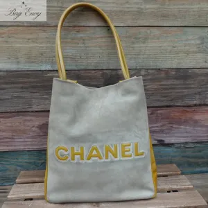 CHANEL Suede and Patent Leather Camellia Tote