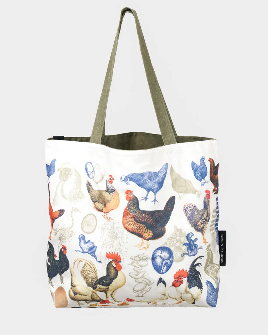 Chickens & Eggs Canvas Shoulder Tote