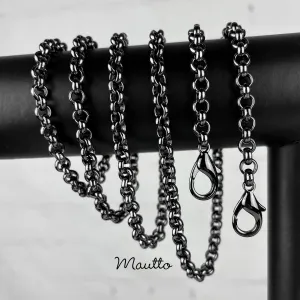 Classic Rolo Chain, Gunmetal Finish - 1/4 inch (7mm) Wide, Luxury Chain Strap - Handle to Crossbody Lengths