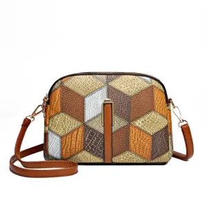 Colorful Leather Crossbody Bags Geometric Small Zipper Women's Multicolor Purses