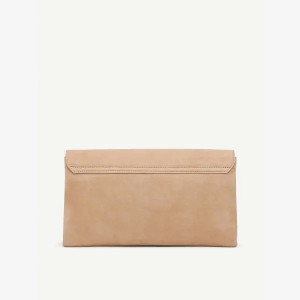 Dora Lk Bennett suede envelope clutch, bei-trench