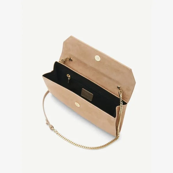 Dora Lk Bennett suede envelope clutch, bei-trench