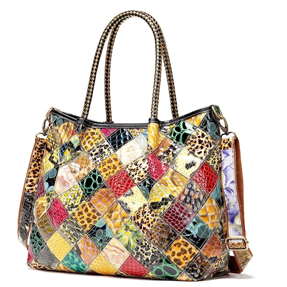 Floral Luxe Leather Shoulder Handbag