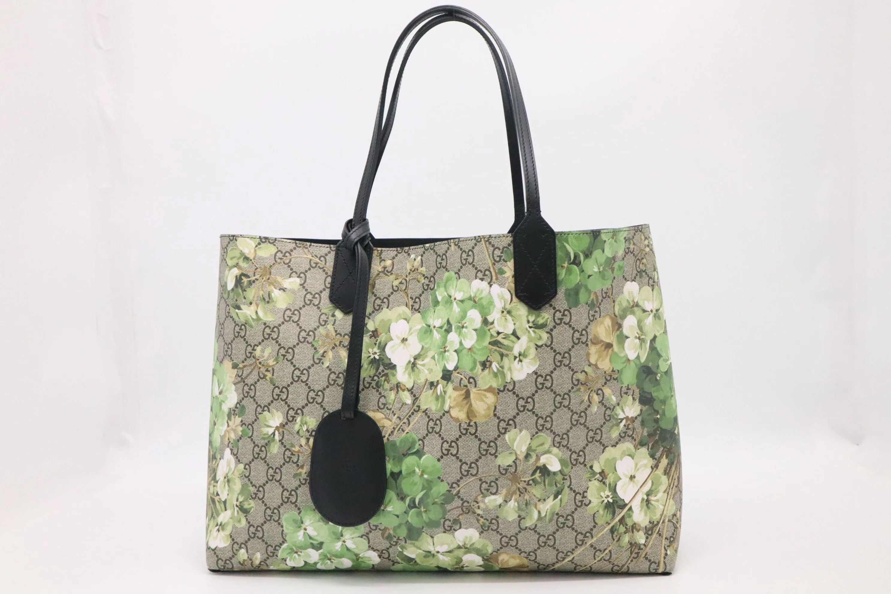 Gucci Reversible Tote in Green Blooms GG Supreme Canvas