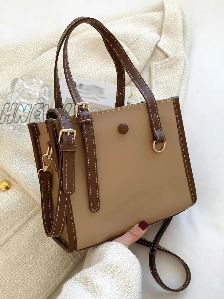 Hnewly - Buckle Detail Button Design Square Bag  - Women Satchels