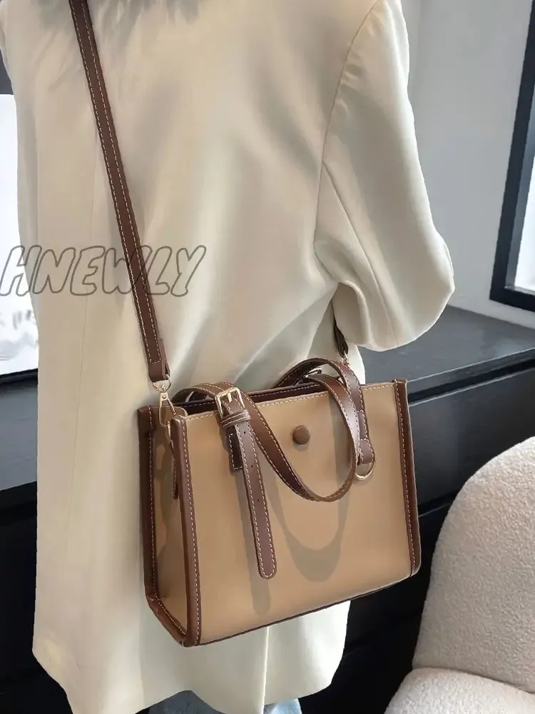 Hnewly - Buckle Detail Button Design Square Bag  - Women Satchels
