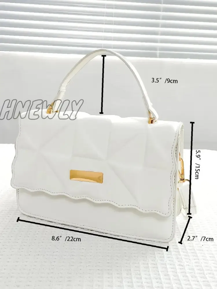 Hnewly - Geometric Embossed Flap Square Bag  - Women Satchels