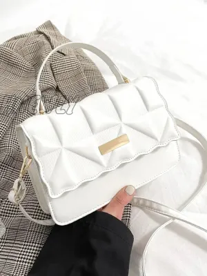 Hnewly - Geometric Embossed Flap Square Bag  - Women Satchels