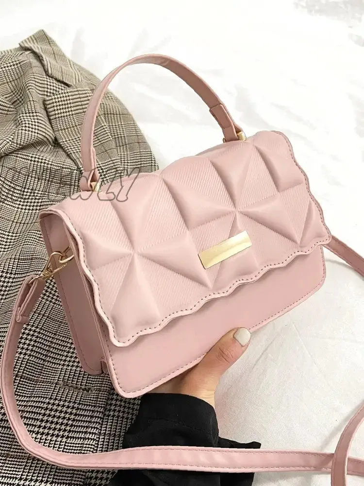 Hnewly - Geometric Embossed Flap Square Bag  - Women Satchels
