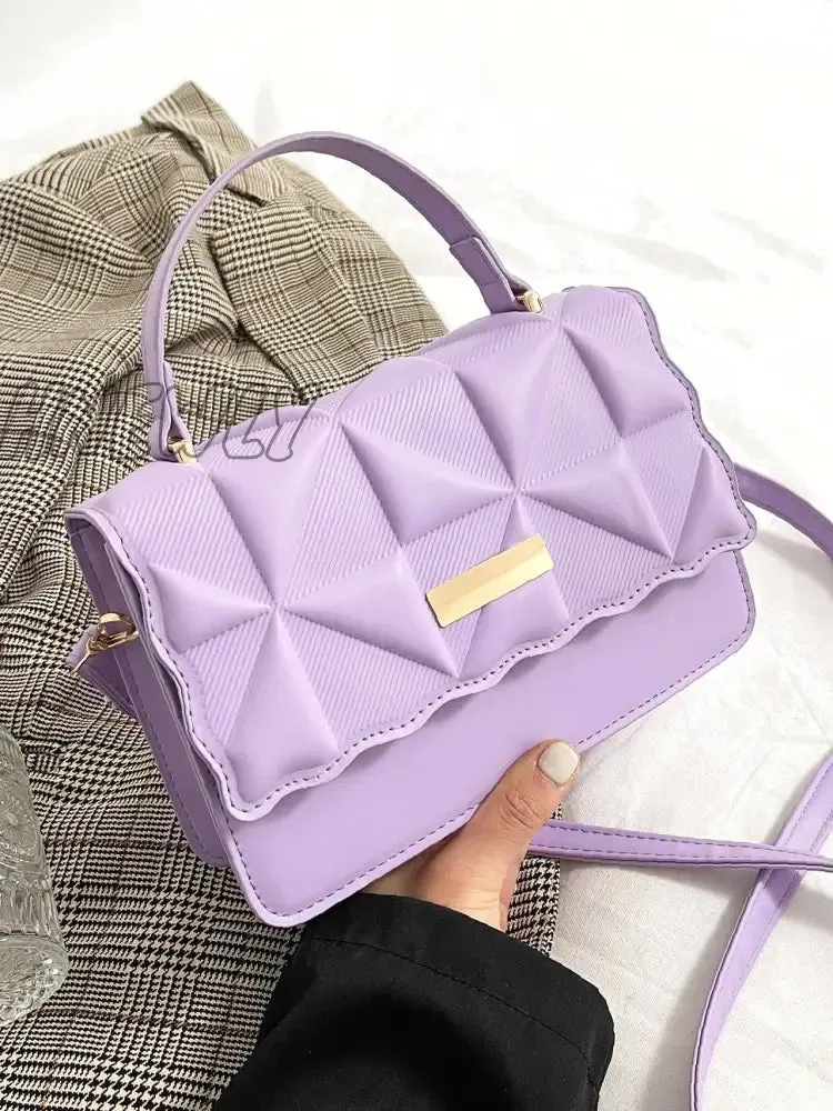 Hnewly - Geometric Embossed Flap Square Bag  - Women Satchels