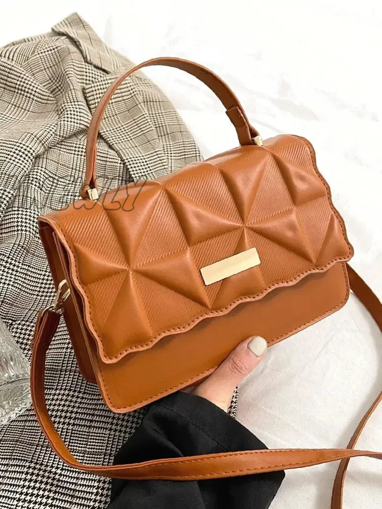 Hnewly - Geometric Embossed Flap Square Bag  - Women Satchels