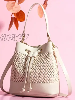 Hnewly - Hollow Out Drawstring Bucket Bag  - Women Satchels