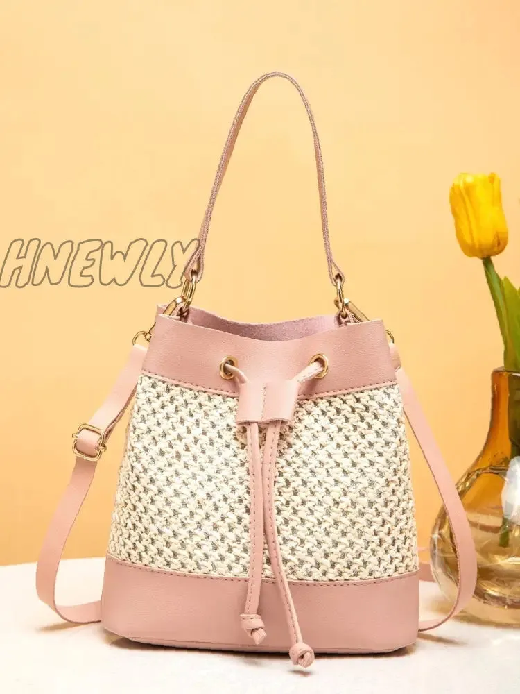 Hnewly - Hollow Out Drawstring Bucket Bag  - Women Satchels