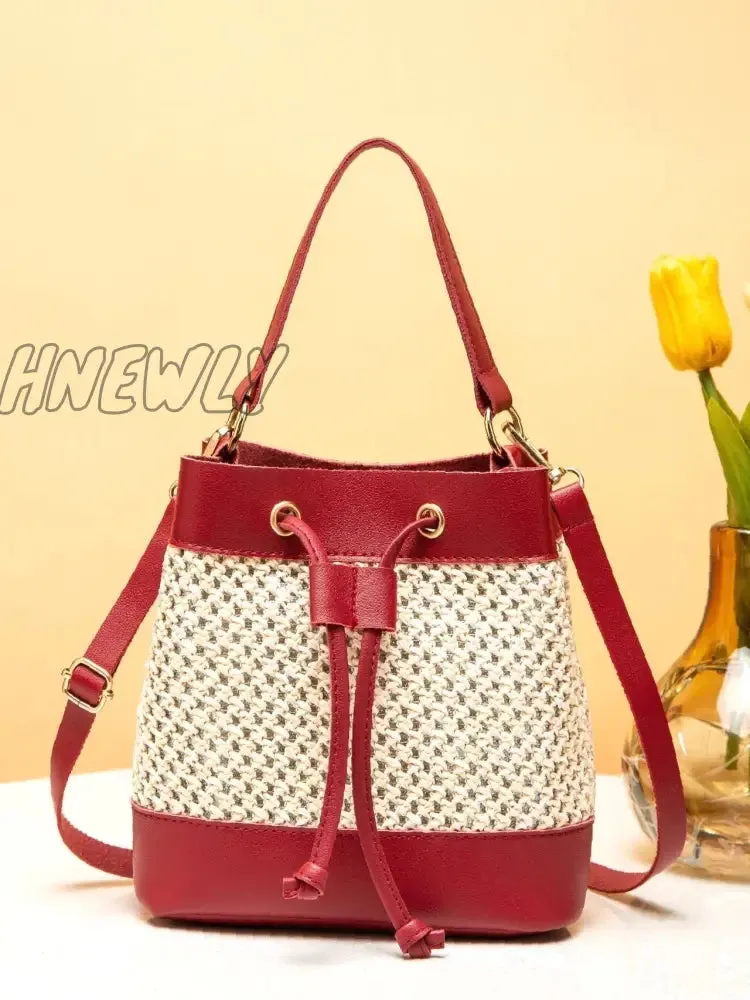 Hnewly - Hollow Out Drawstring Bucket Bag  - Women Satchels