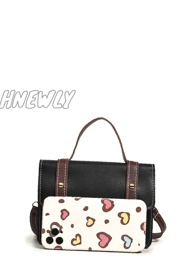 Hnewly - Letter Patch Flap Satchel Bag  - Women Satchels