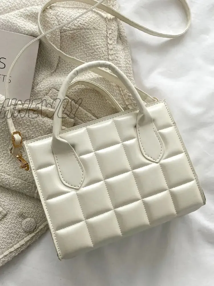 Hnewly - Quilted Pattern Double Handle Square Bag  - Women Satchels