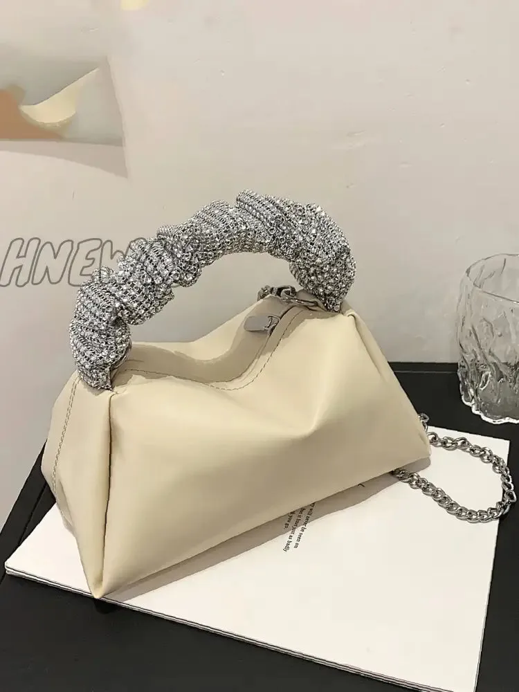 Hnewly - Sequin Decor Handle Chain Satchel Bag  - Women Satchels