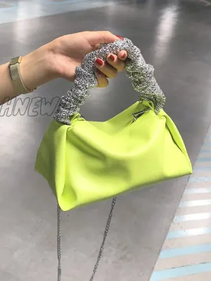Hnewly - Sequin Decor Handle Chain Satchel Bag  - Women Satchels