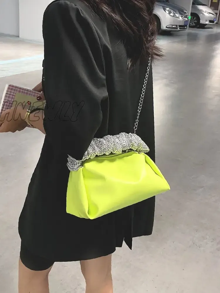 Hnewly - Sequin Decor Handle Chain Satchel Bag  - Women Satchels