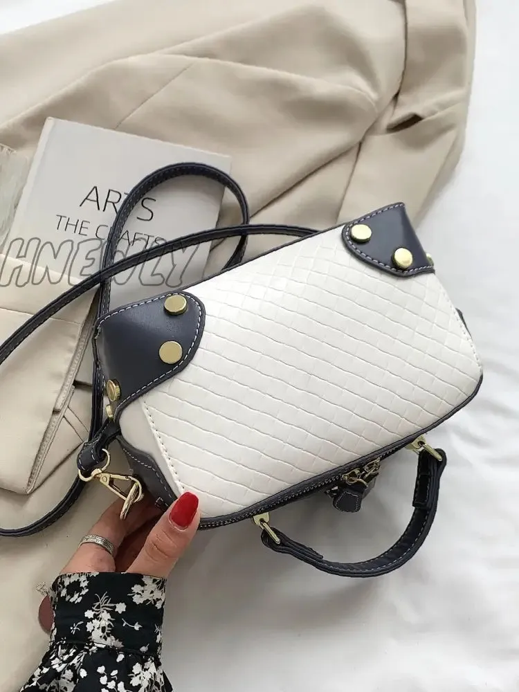 Hnewly - Two Tone Textured Boston Bag  - Women Satchels