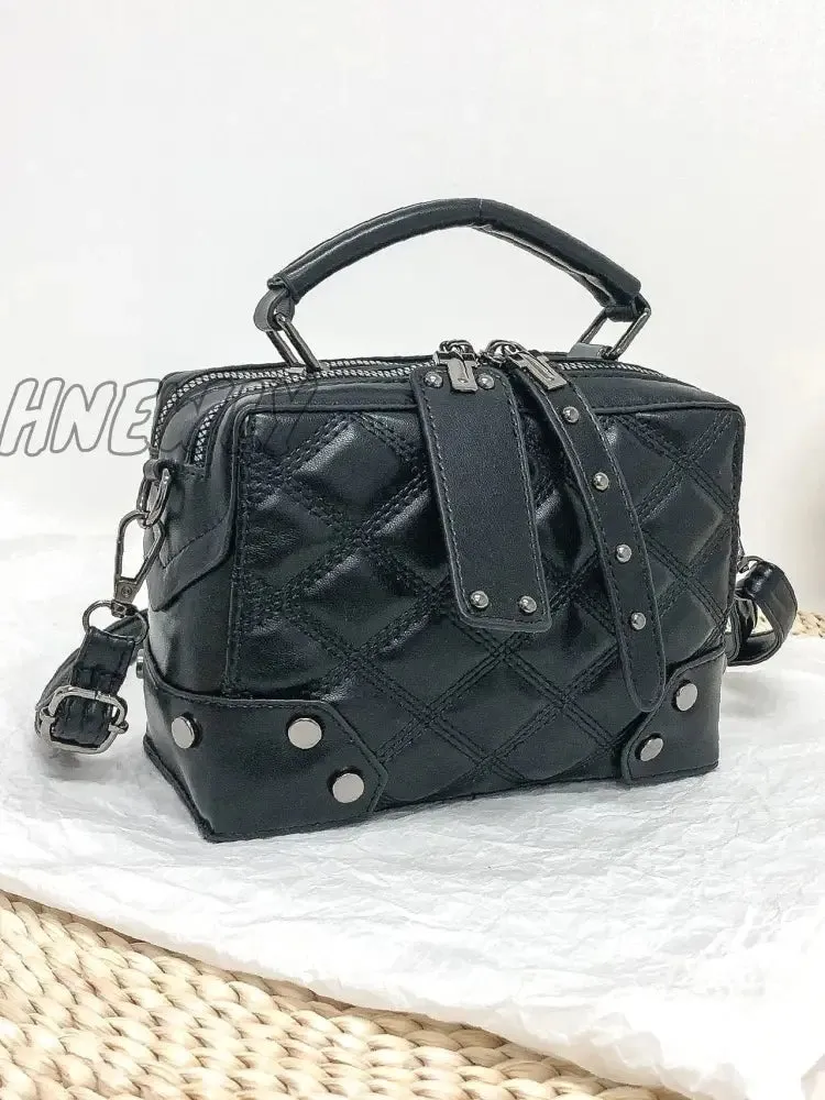 Hnewly - Two Tone Textured Boston Bag  - Women Satchels