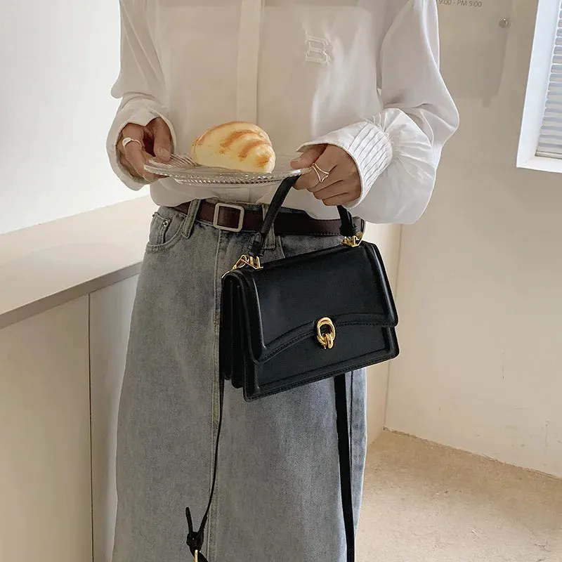 Korean Crossbody Bag 2023 New Women's Solid Color Exquisite Lock Buckle Advanced Shoulder Bag Luxury Versatile Ladies Handbag