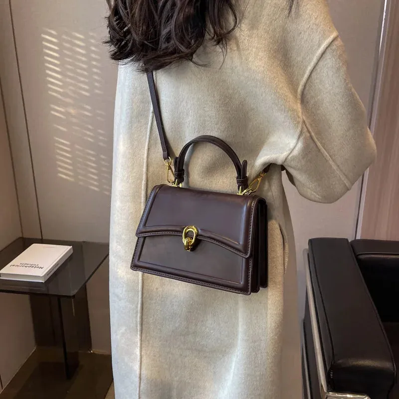 Korean Crossbody Bag 2023 New Women's Solid Color Exquisite Lock Buckle Advanced Shoulder Bag Luxury Versatile Ladies Handbag