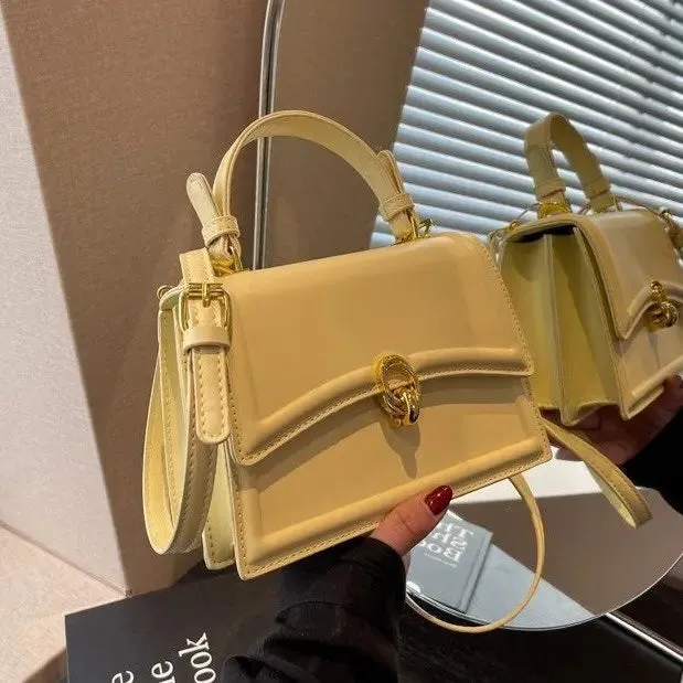 Korean Crossbody Bag 2023 New Women's Solid Color Exquisite Lock Buckle Advanced Shoulder Bag Luxury Versatile Ladies Handbag