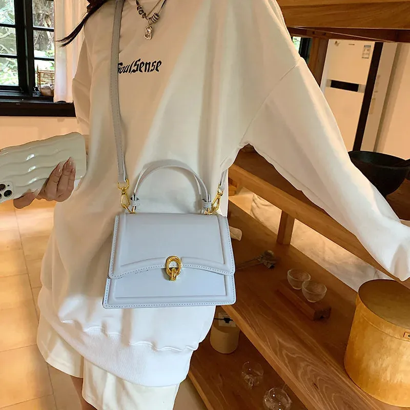 Korean Crossbody Bag 2023 New Women's Solid Color Exquisite Lock Buckle Advanced Shoulder Bag Luxury Versatile Ladies Handbag