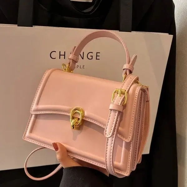 Korean Crossbody Bag 2023 New Women's Solid Color Exquisite Lock Buckle Advanced Shoulder Bag Luxury Versatile Ladies Handbag