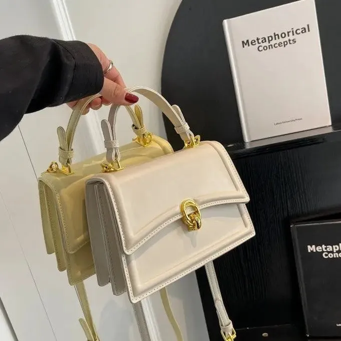Korean Crossbody Bag 2023 New Women's Solid Color Exquisite Lock Buckle Advanced Shoulder Bag Luxury Versatile Ladies Handbag
