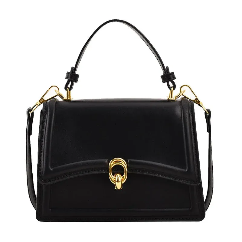 Korean Crossbody Bag 2023 New Women's Solid Color Exquisite Lock Buckle Advanced Shoulder Bag Luxury Versatile Ladies Handbag