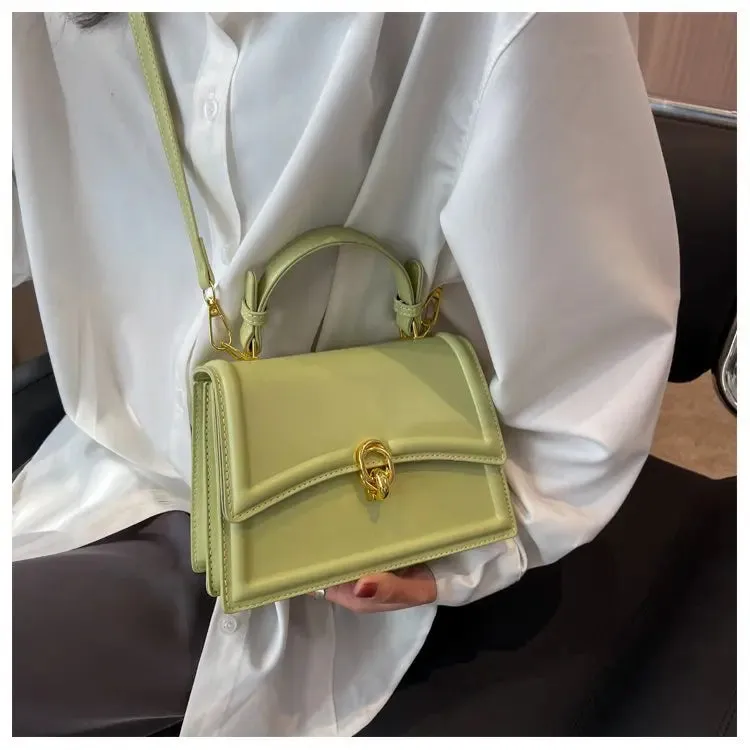 Korean Crossbody Bag 2023 New Women's Solid Color Exquisite Lock Buckle Advanced Shoulder Bag Luxury Versatile Ladies Handbag