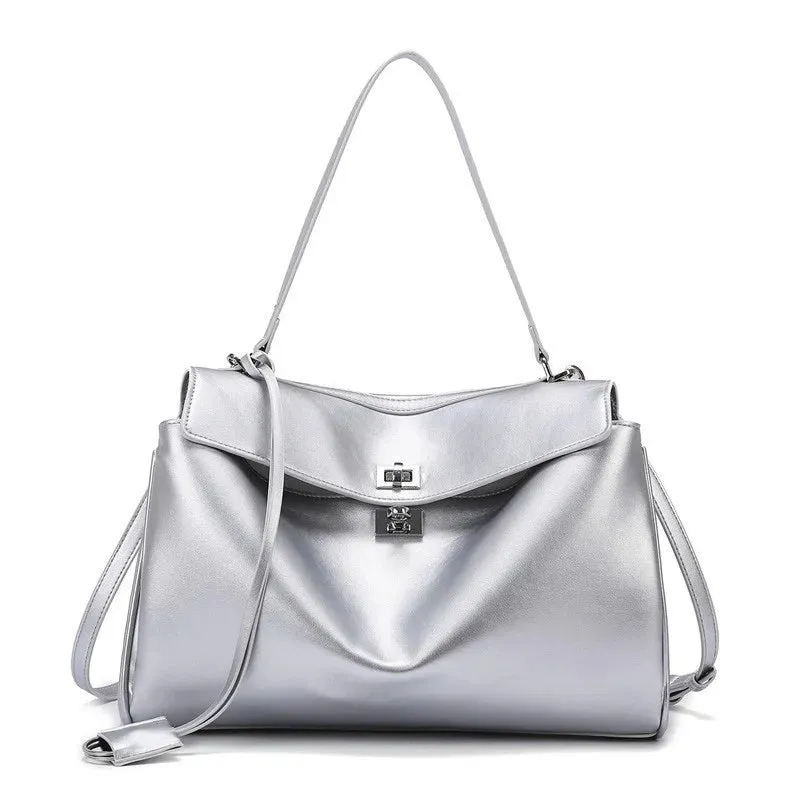Large Capacity Commuting Tote Bag High-quality Soft Leather Handbag, Fashion Travel Crossbody Bag For Women Business Briefcase