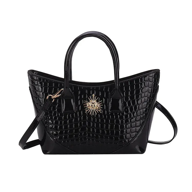 Leather Crocodile Pattern Wave Point Handbags for Women