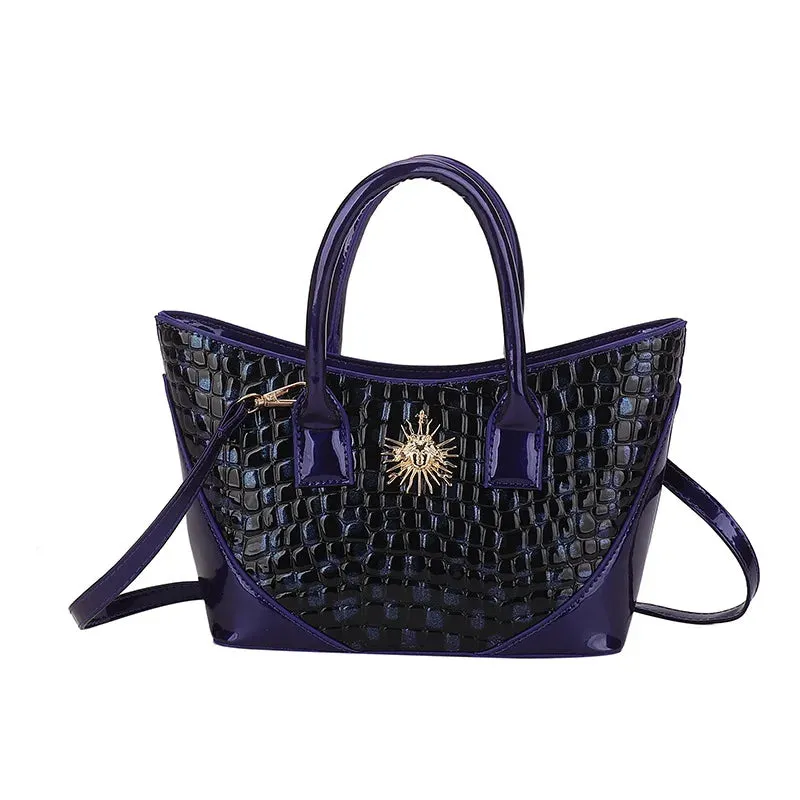 Leather Crocodile Pattern Wave Point Handbags for Women