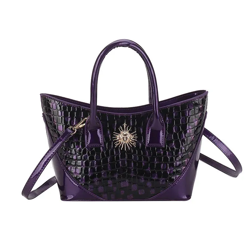 Leather Crocodile Pattern Wave Point Handbags for Women