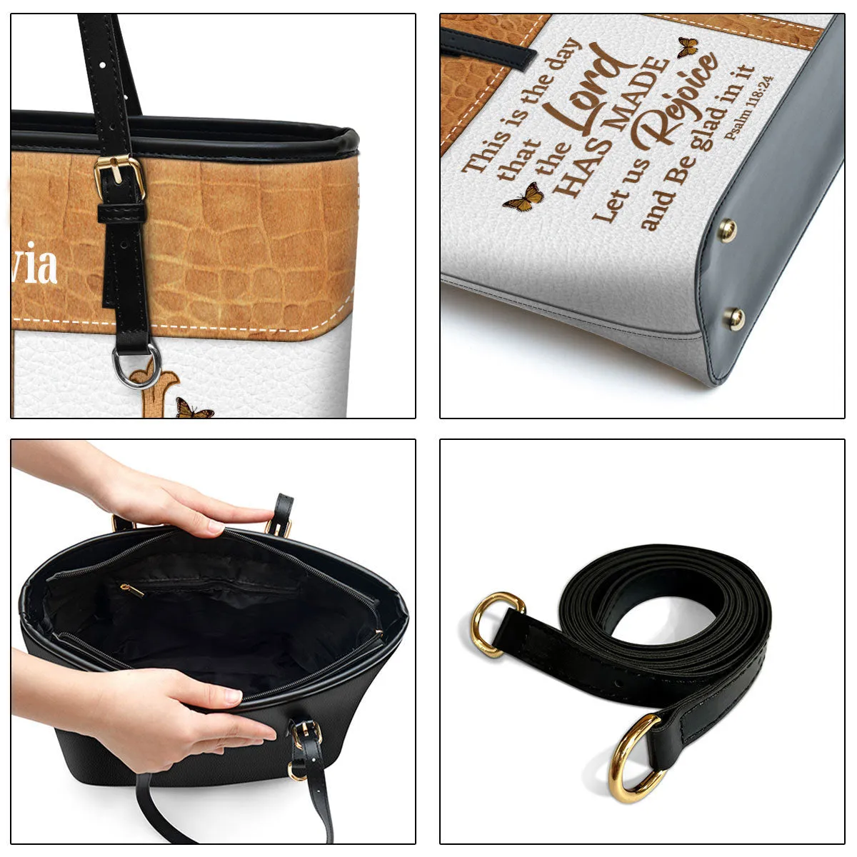 Let Us Rejoice And Be Glad In It Personalized Pu Leather Tote Bag For Women - Mom Gifts For Mothers Day