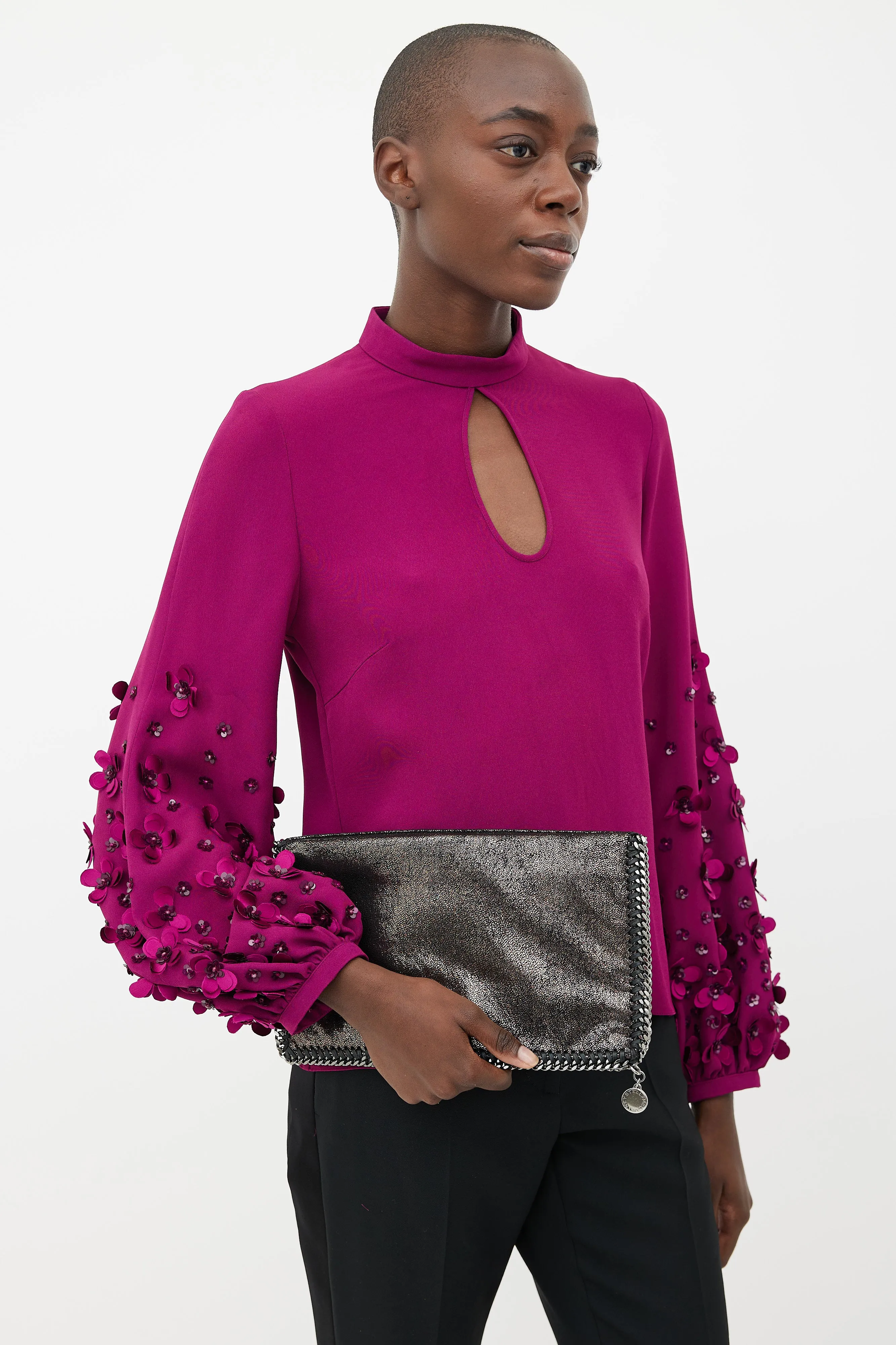 Metallic Pewter Falabella Clutch