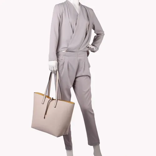 Miss Lulu Women Reversible Contrast Shopper Tote Bag - Beige | Stylish & Versatile