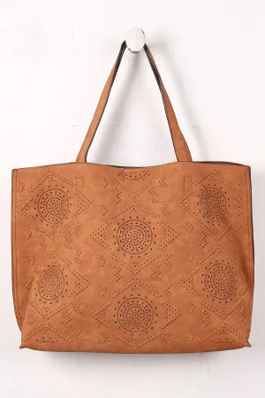 Perforated And Whipstitched Reversible Tote